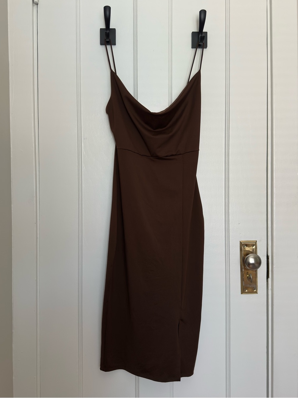 Guess Brown Cowl Neck Midi Slip Dress